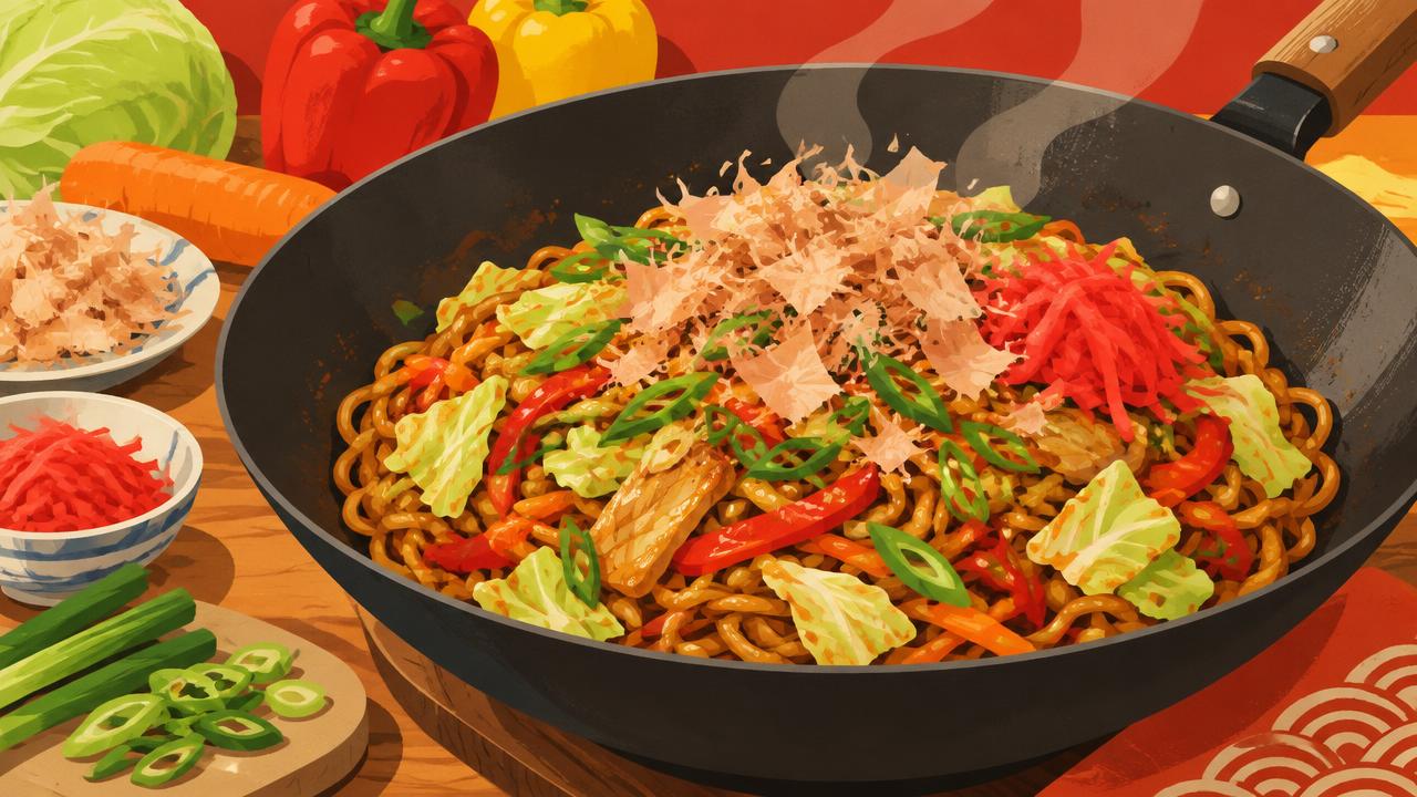 Japanese Yakisoba Noodles with Vegetables